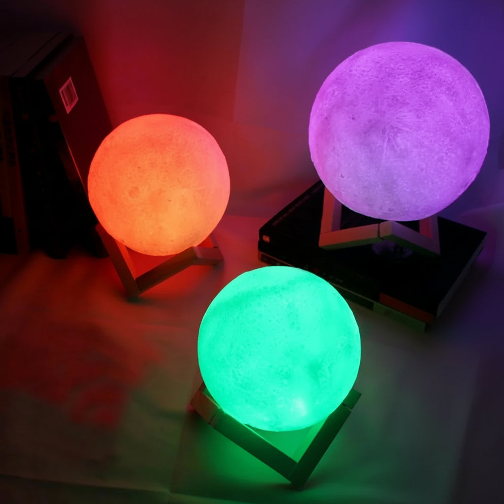 D5 Starry Moon Lamp 8Cm - LED Night Light with Stand, Perfect for Bedroom Decor and Gifts